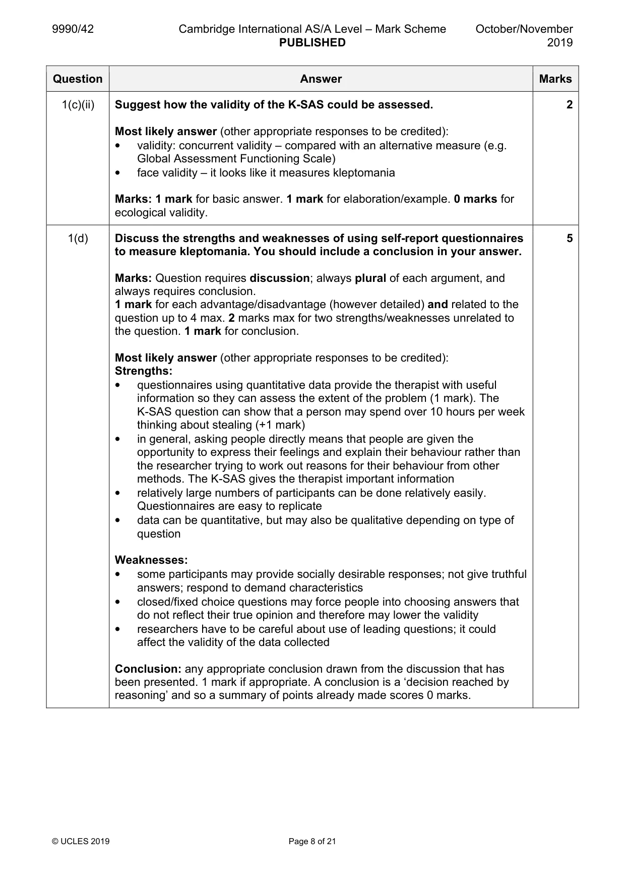 Mark scheme, page 8 of 21