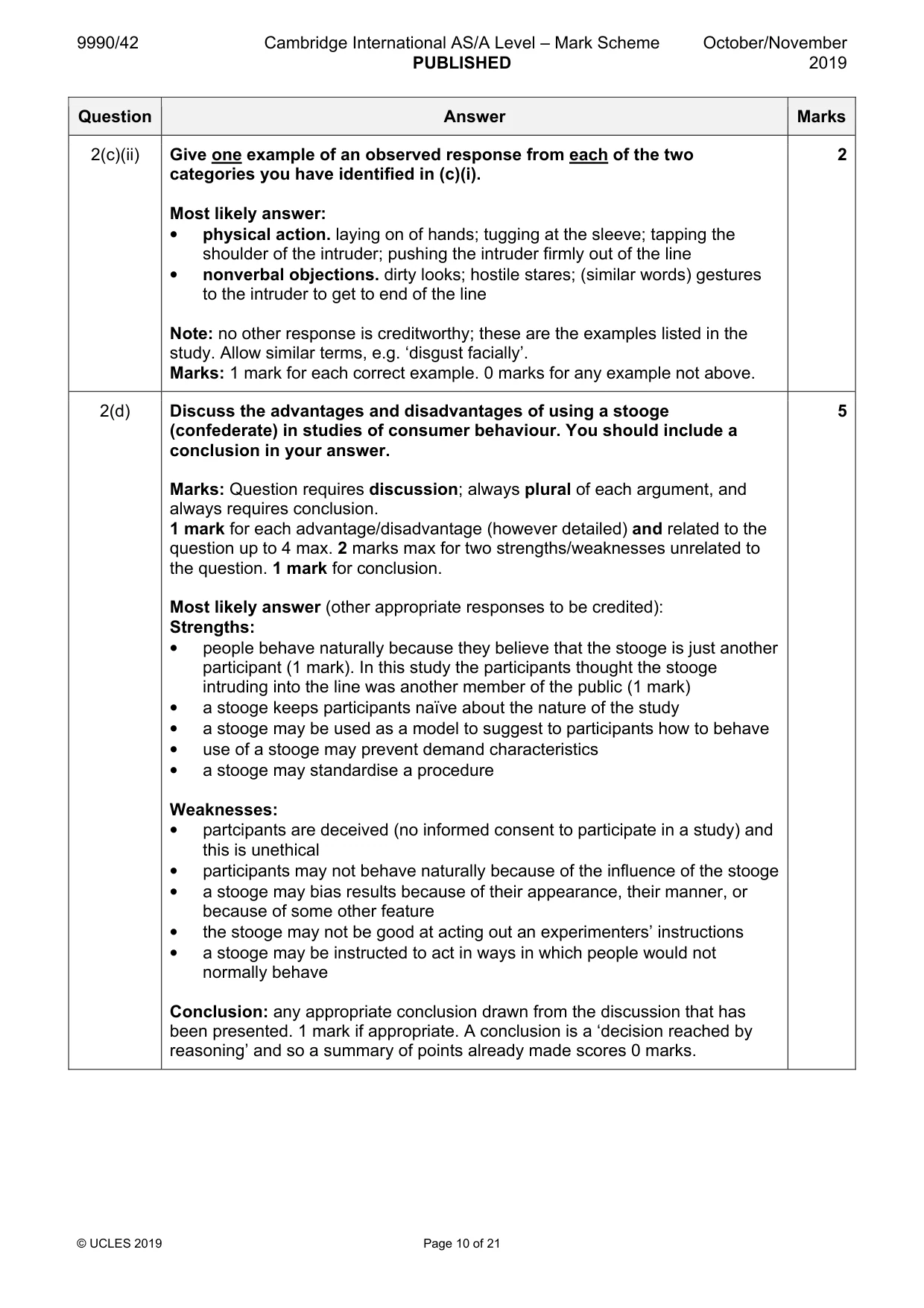 Mark scheme, page 10 of 21