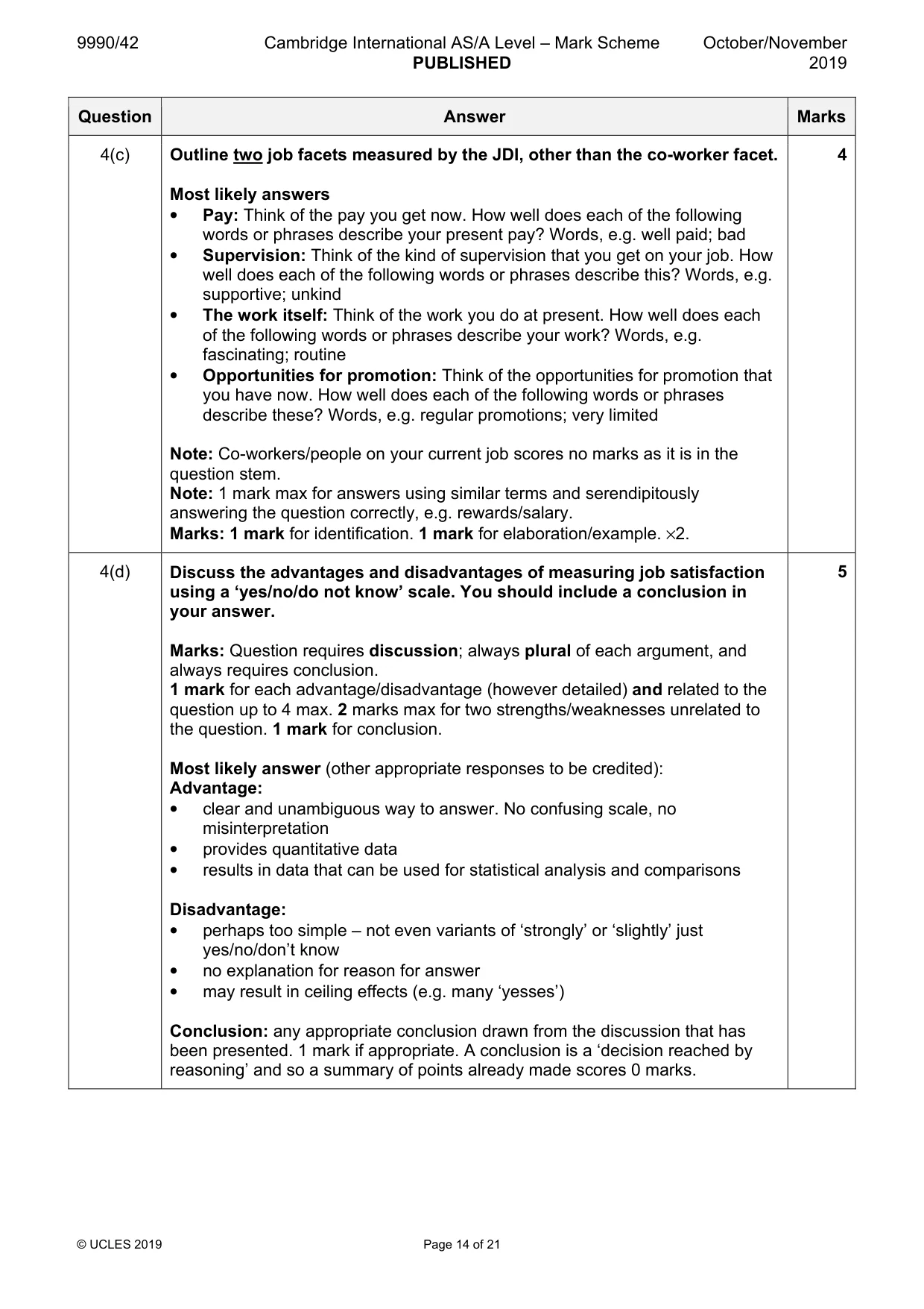 Mark scheme, page 14 of 21