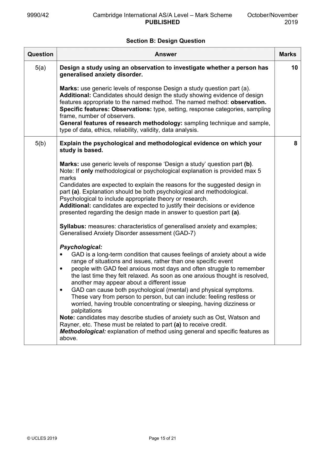 Mark scheme, page 15 of 21
