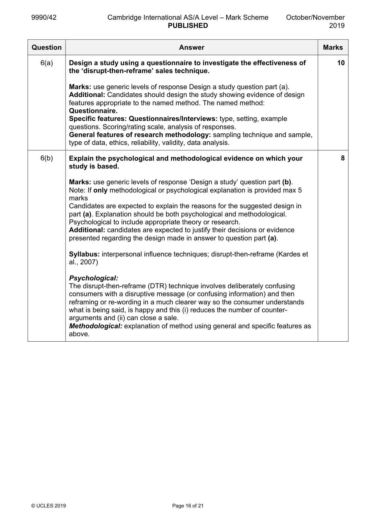Mark scheme, page 16 of 21