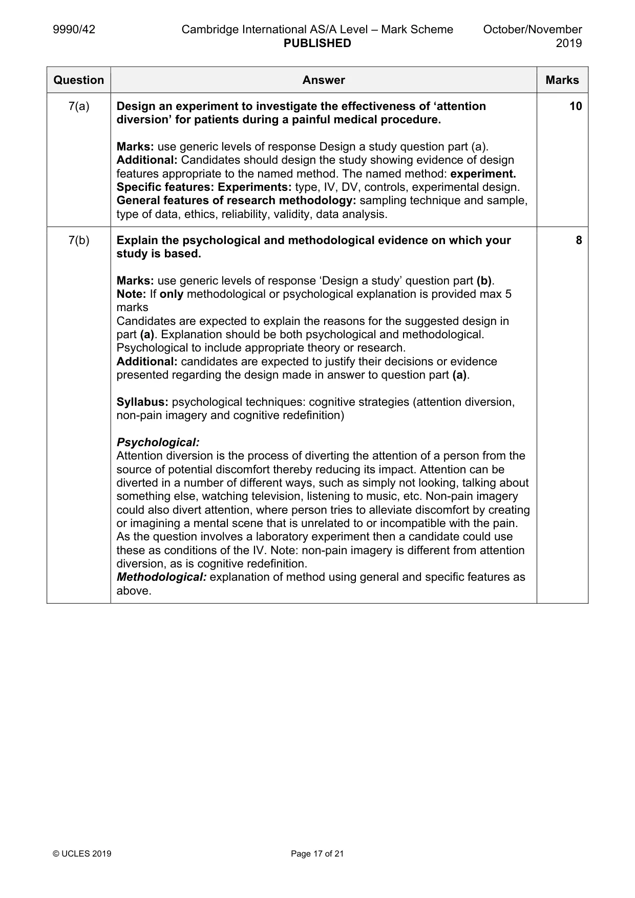 Mark scheme, page 17 of 21
