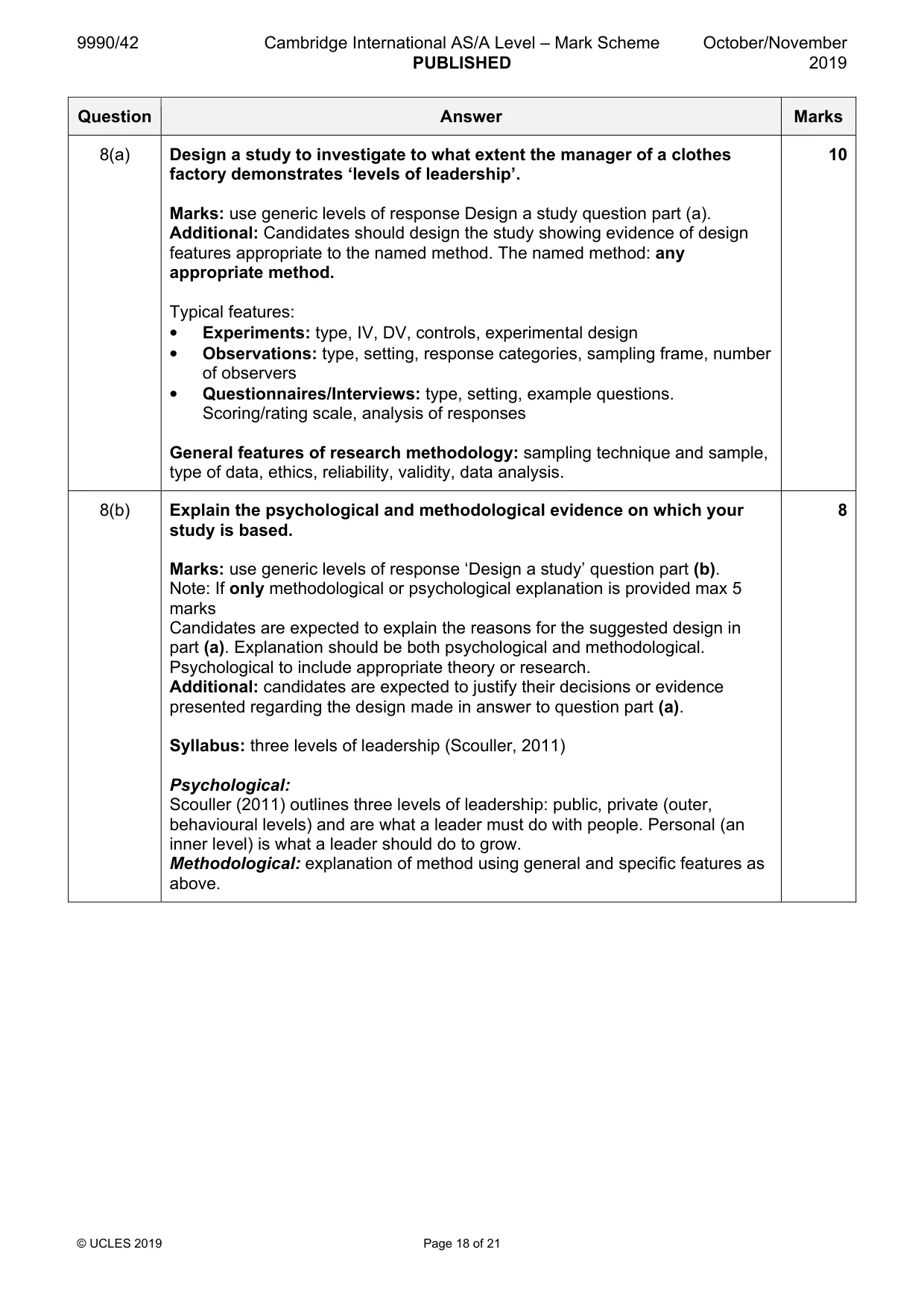 Mark scheme, page 18 of 21