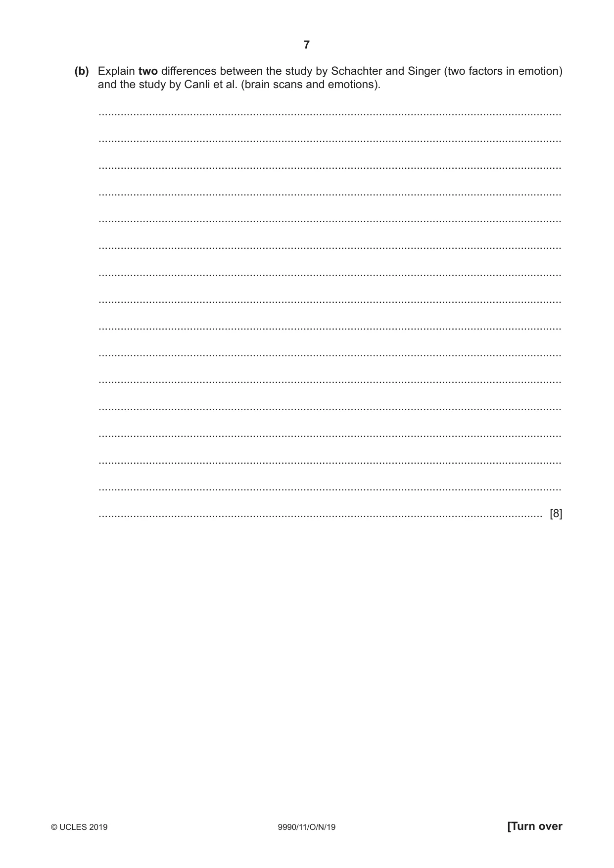 Cambridge A Level Psychology (from 2018) 9990 2019 Oct/Nov Paper 1 · Variant 1 question paper, page 7 of 8