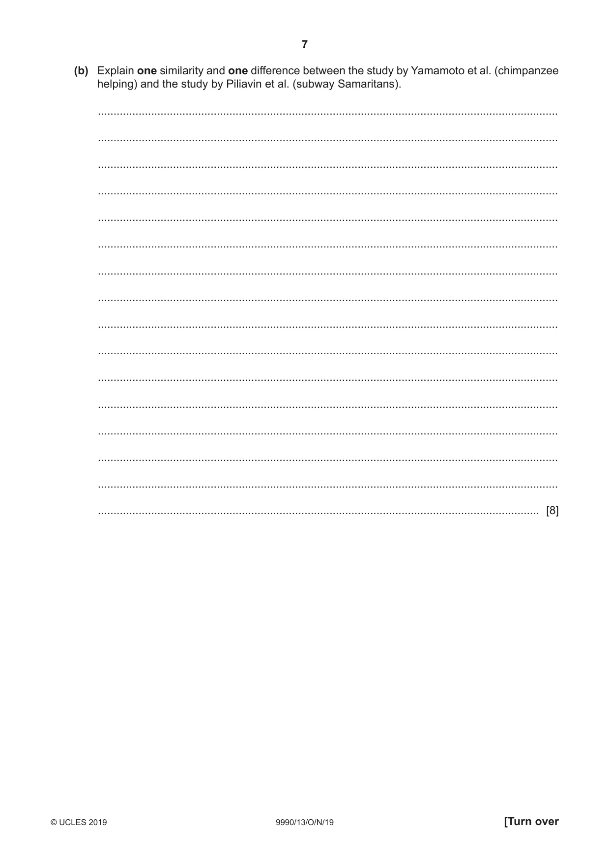Cambridge A Level Psychology (from 2018) 9990 2019 Oct/Nov Paper 1 · Variant 3 question paper, page 7 of 8