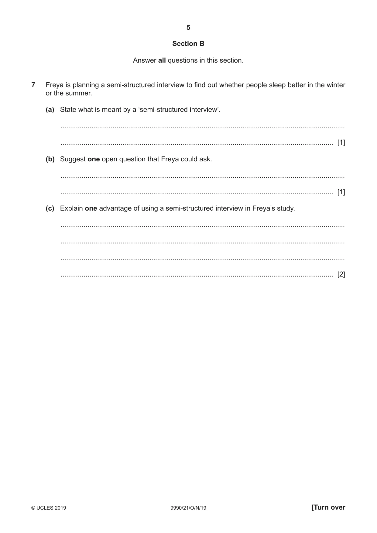 Cambridge A Level Psychology (from 2018) 9990 2019 Oct/Nov Paper 2 · Variant 1 question paper, page 5 of 12