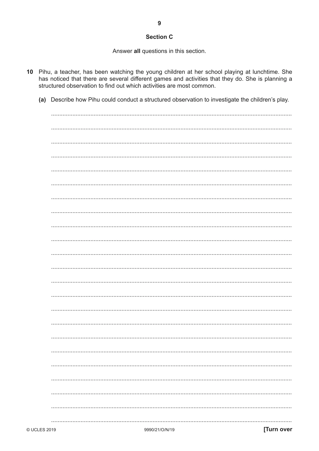 Cambridge A Level Psychology (from 2018) 9990 2019 Oct/Nov Paper 2 · Variant 1 question paper, page 9 of 12