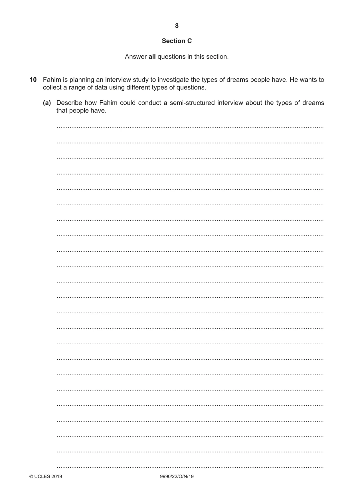 Cambridge A Level Psychology (from 2018) 9990 2019 Oct/Nov Paper 2 · Variant 2 question paper, page 8 of 12