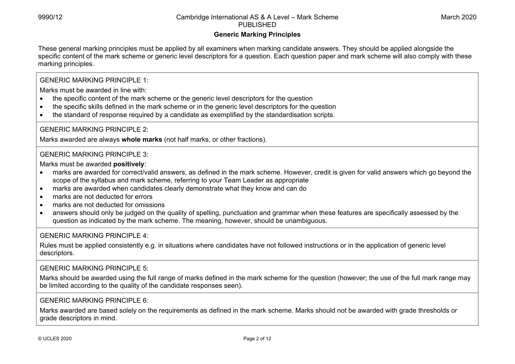 Mark scheme, page 2 of 12