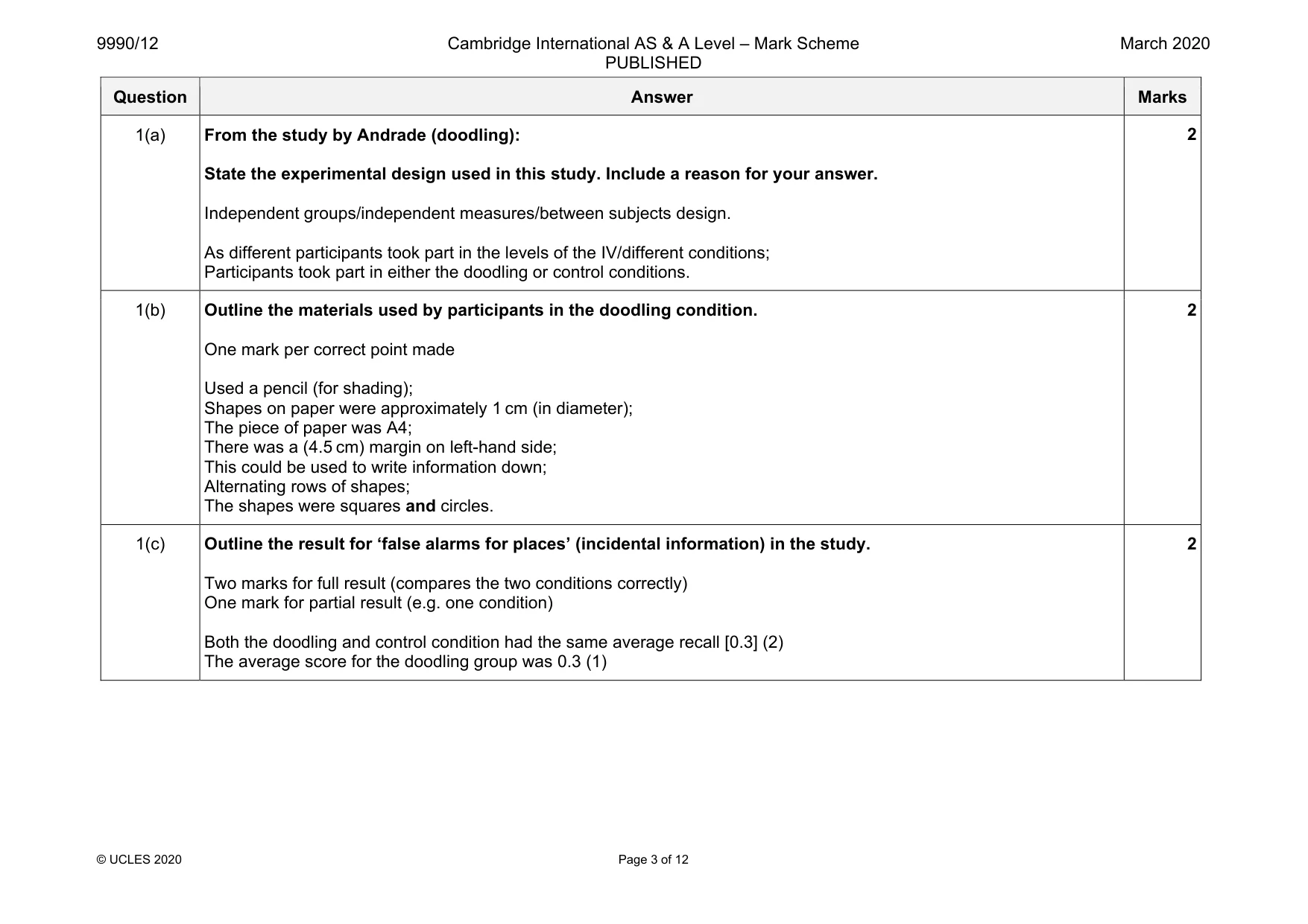 Mark scheme, page 3 of 12