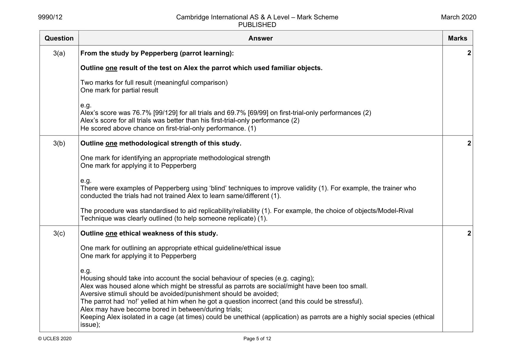 Mark scheme, page 5 of 12
