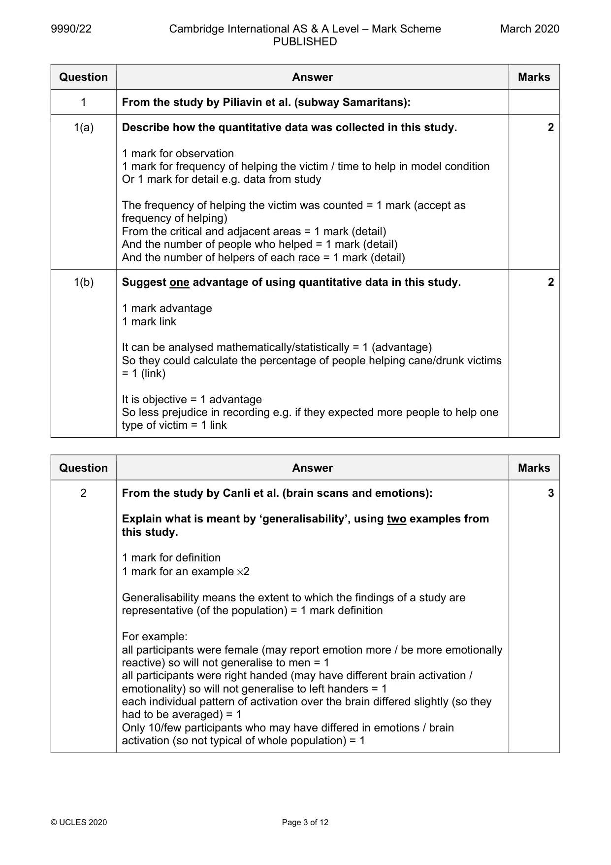 Mark scheme, page 3 of 12