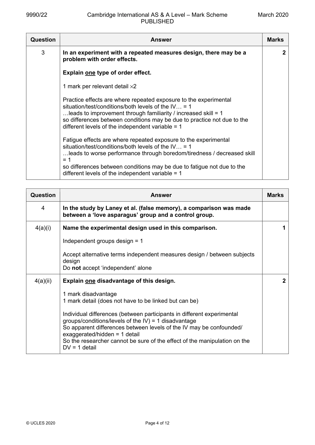 Mark scheme, page 4 of 12