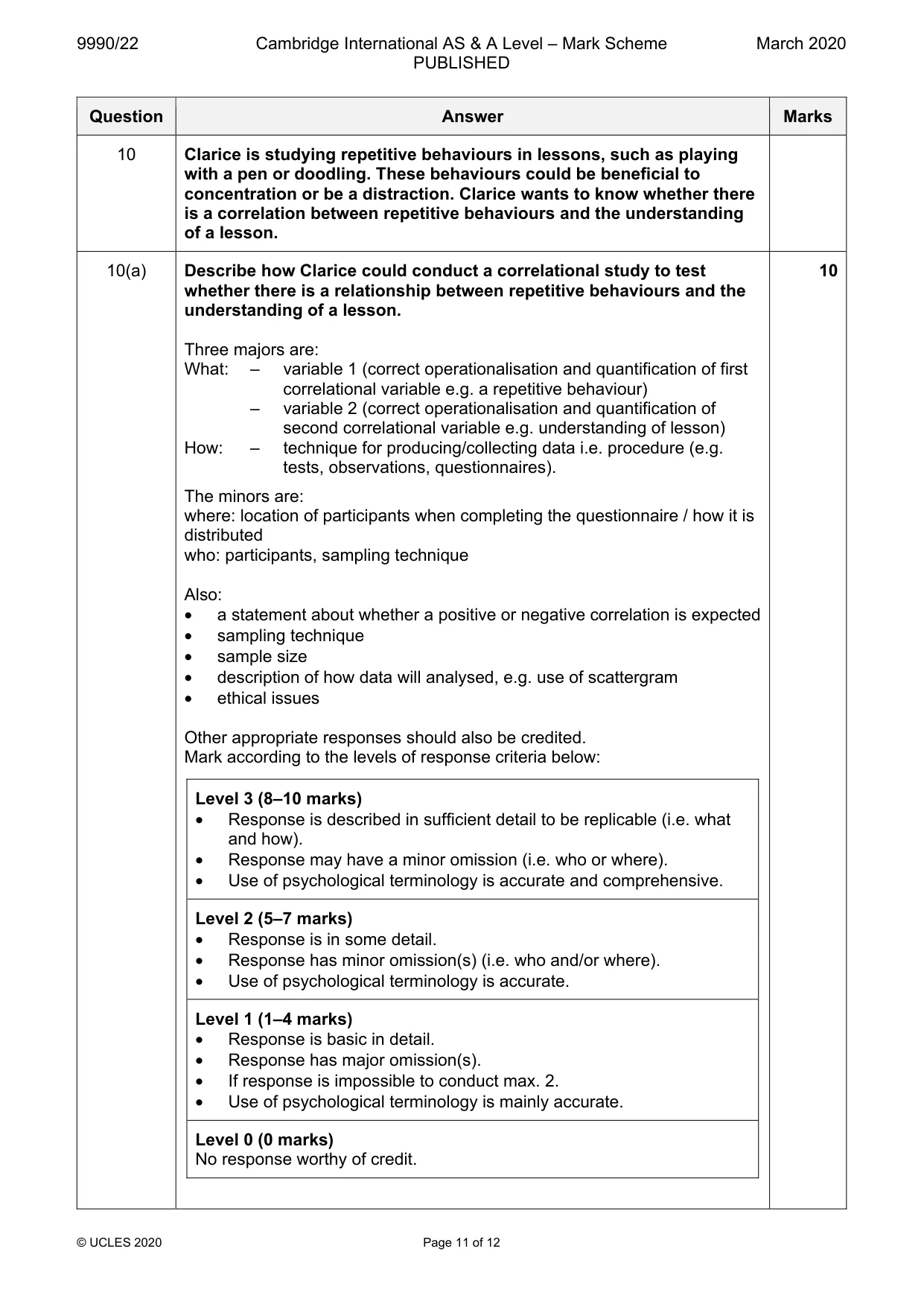 Mark scheme, page 11 of 12