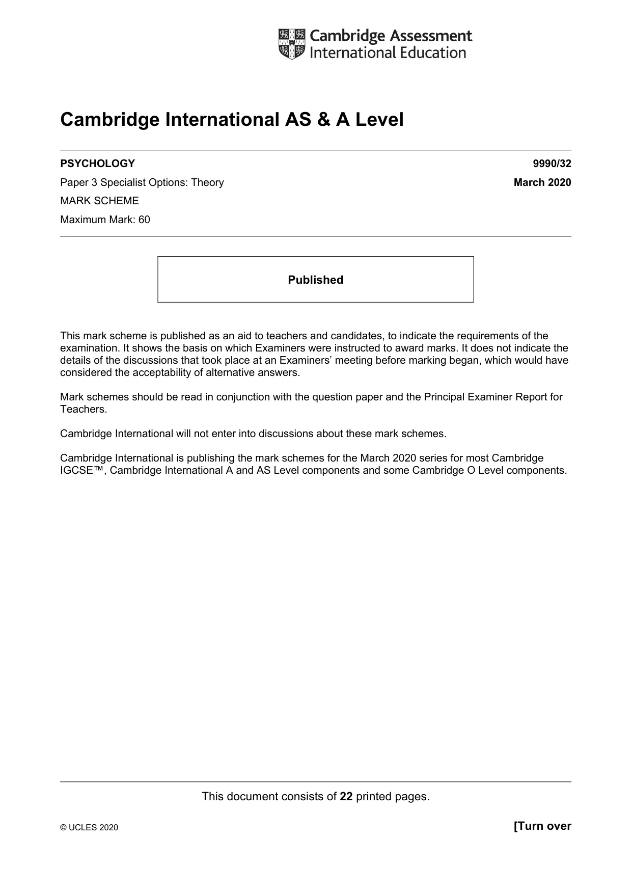 Mark scheme, page 1 of 22