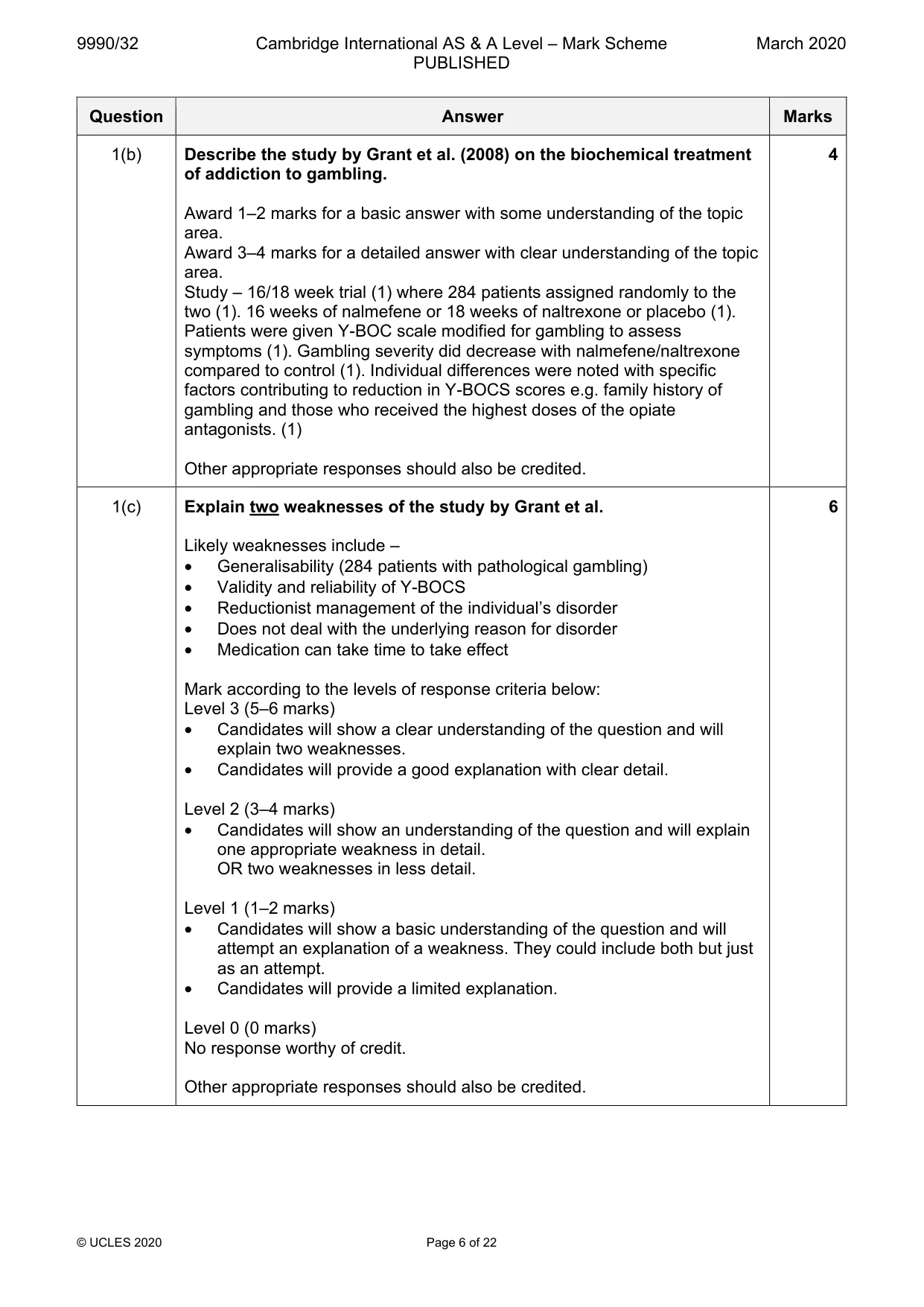 Mark scheme, page 6 of 22