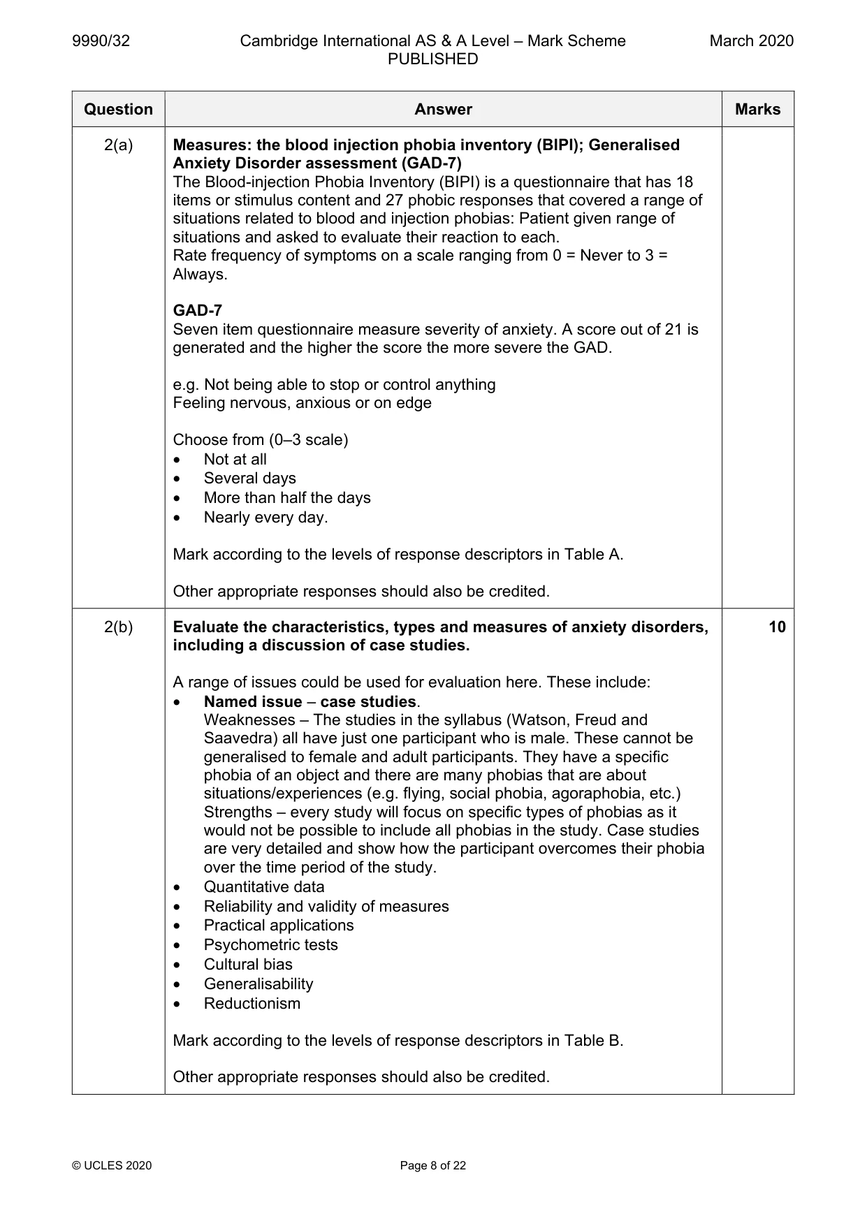 Mark scheme, page 8 of 22