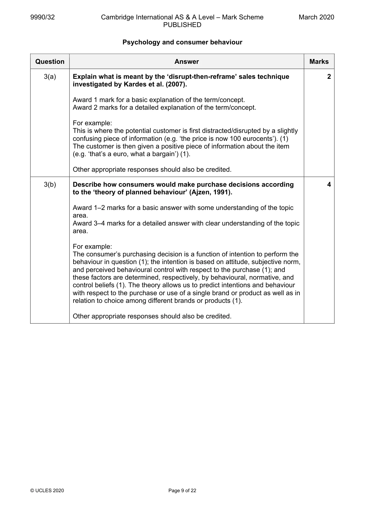 Mark scheme, page 9 of 22