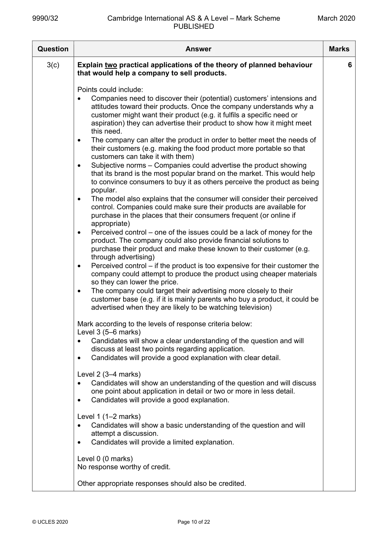 Mark scheme, page 10 of 22
