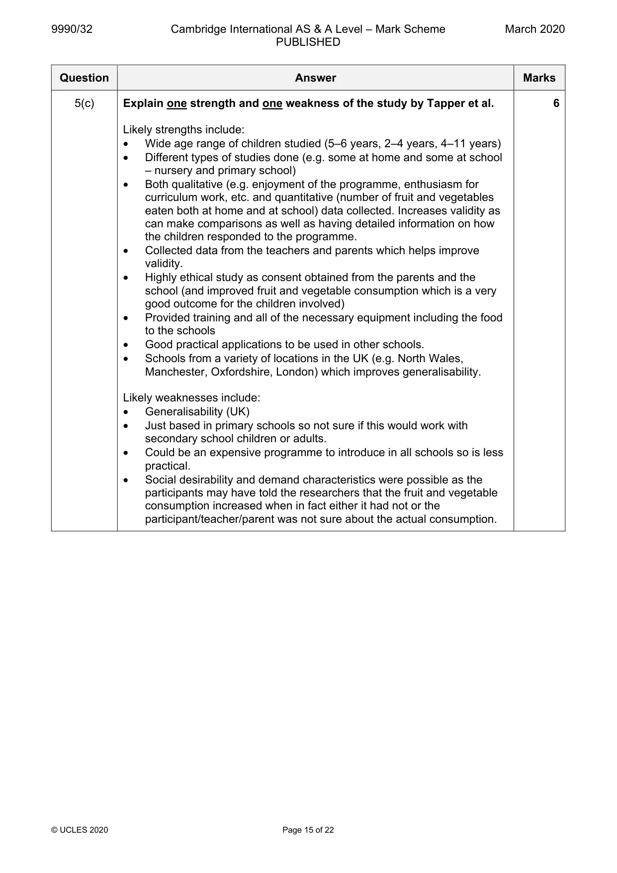 Mark scheme, page 15 of 22