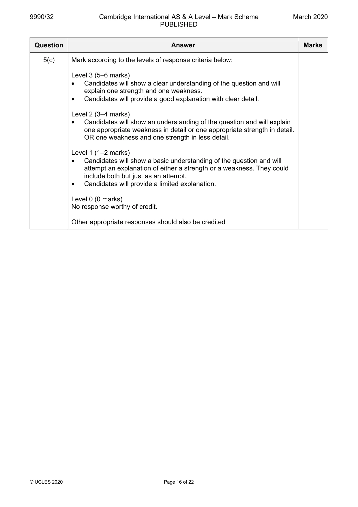 Mark scheme, page 16 of 22