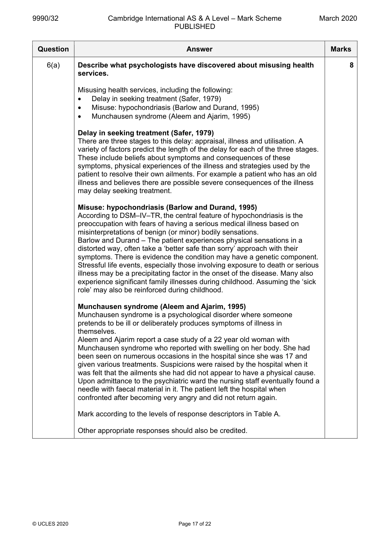 Mark scheme, page 17 of 22