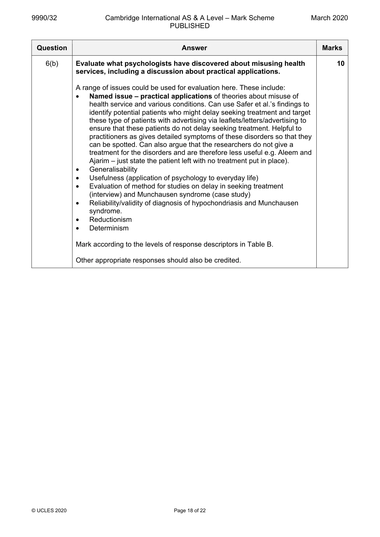 Mark scheme, page 18 of 22