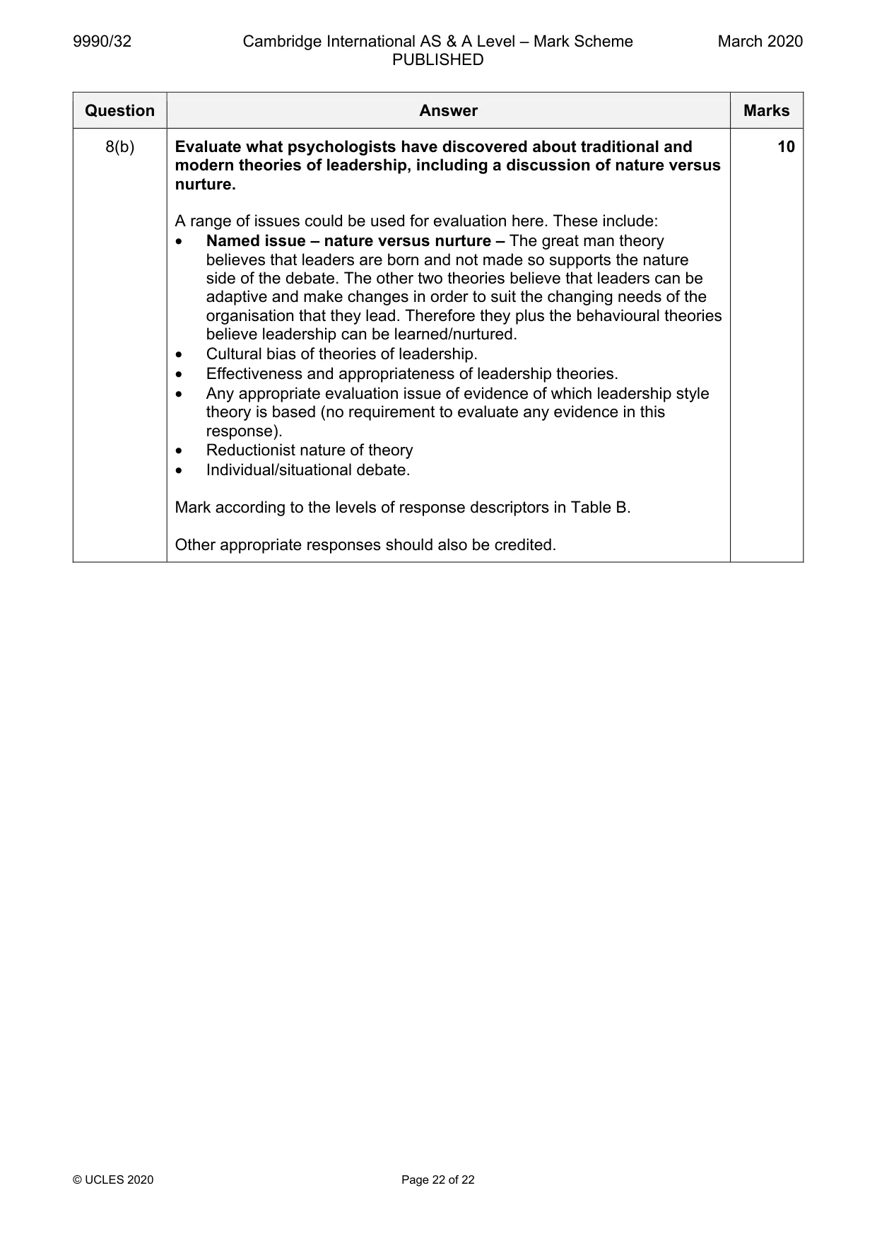 Mark scheme, page 22 of 22