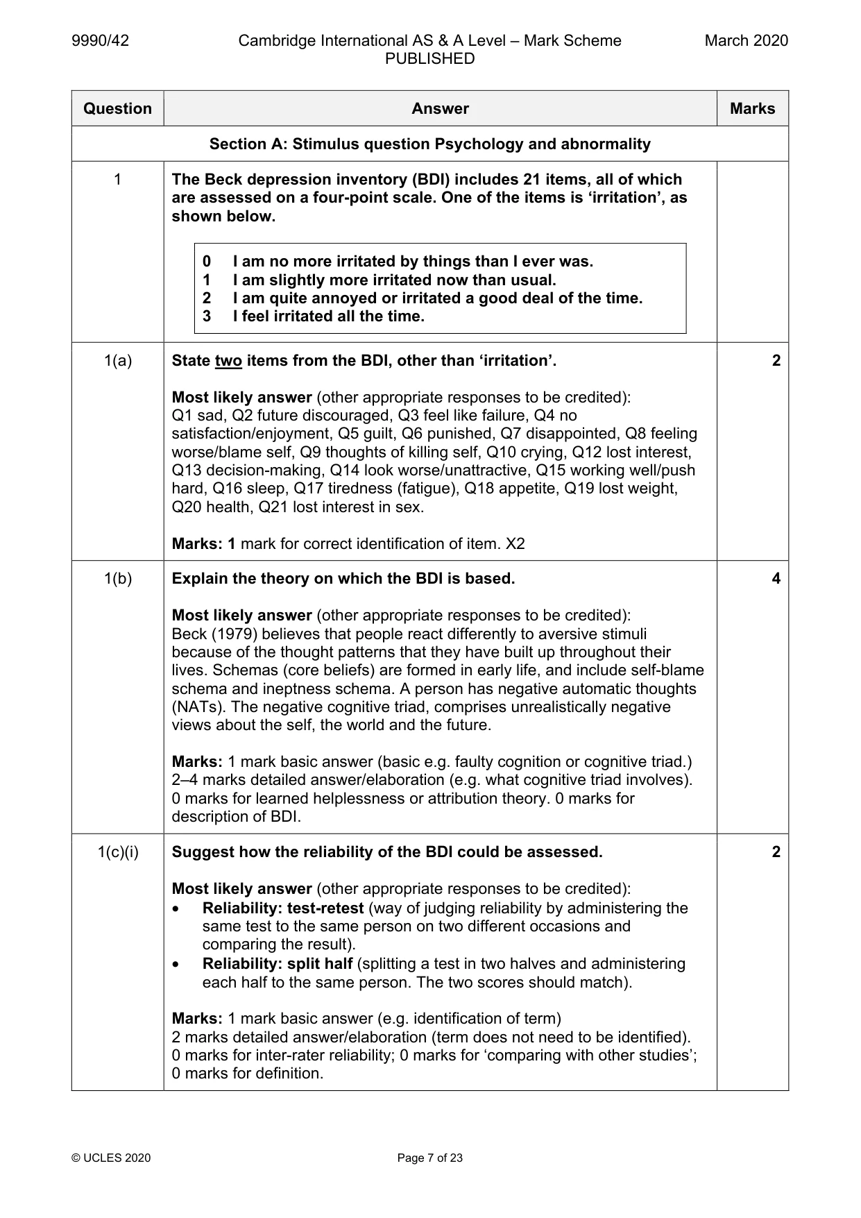Mark scheme, page 7 of 23
