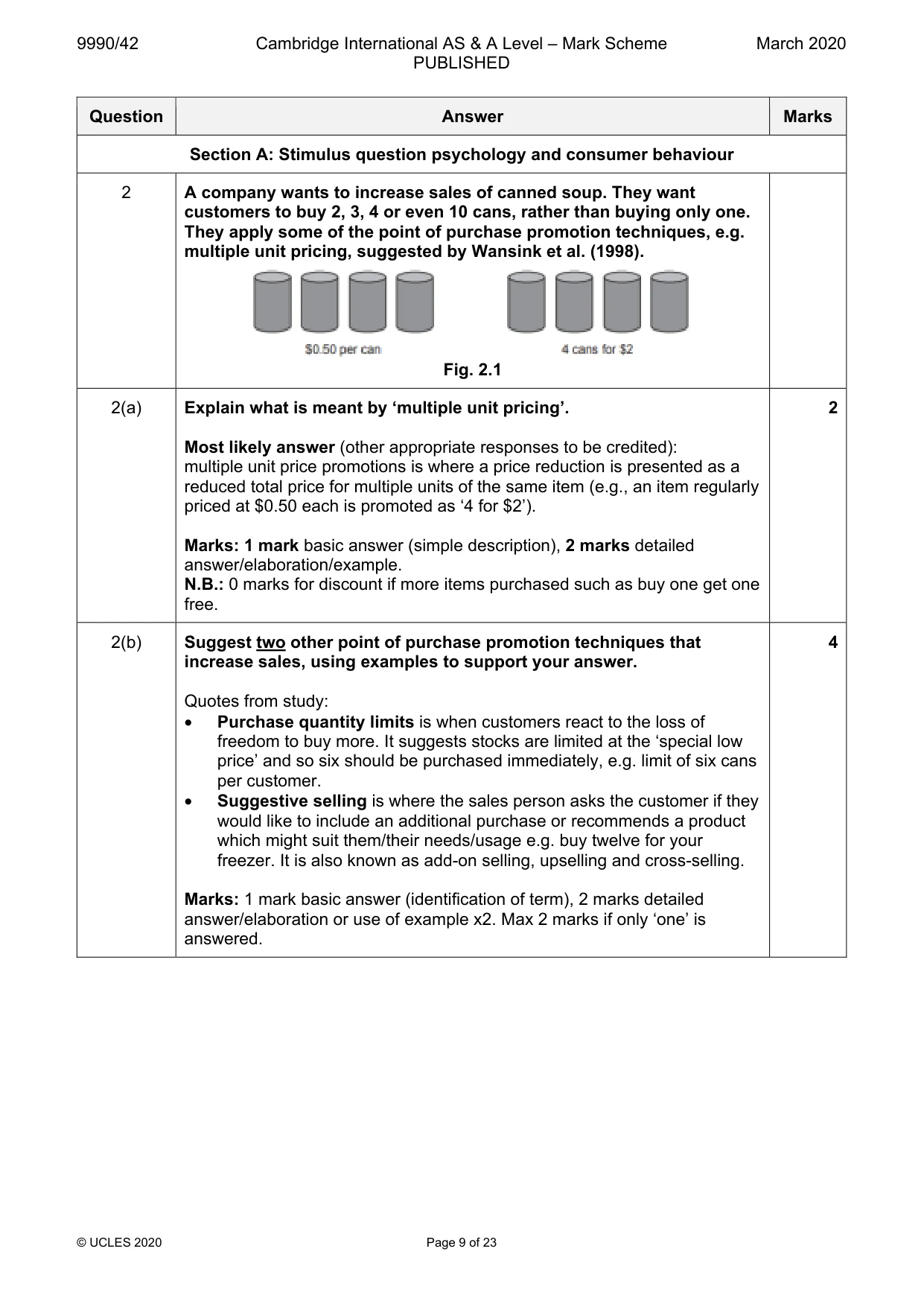 Mark scheme, page 9 of 23