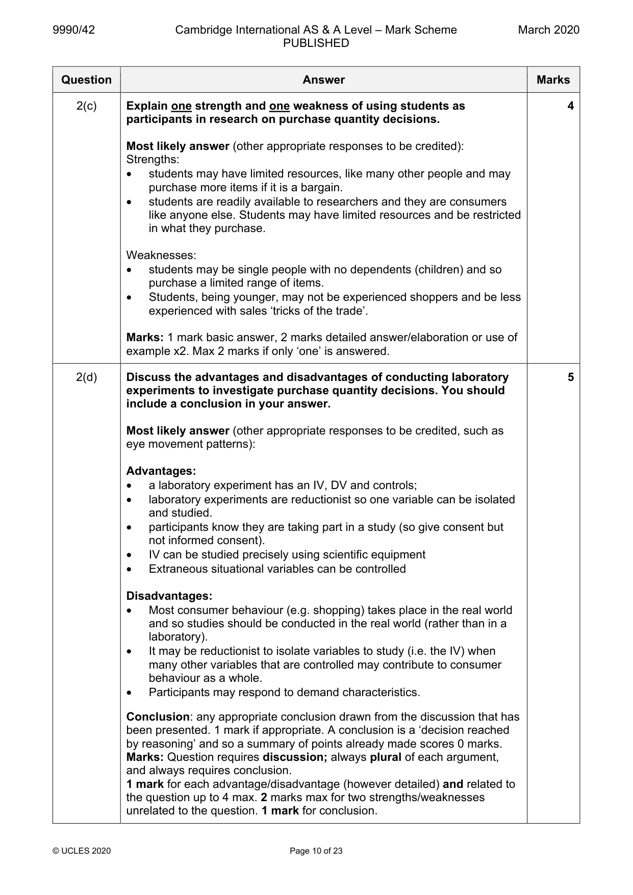 Mark scheme, page 10 of 23