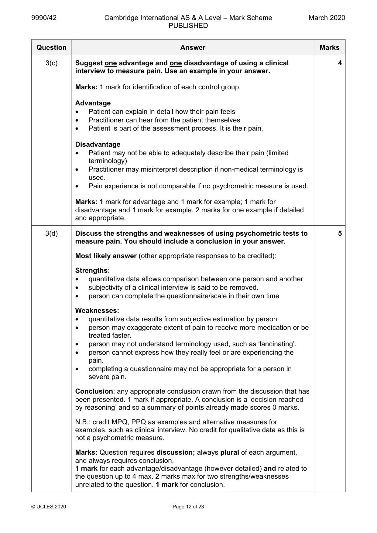 Mark scheme, page 12 of 23