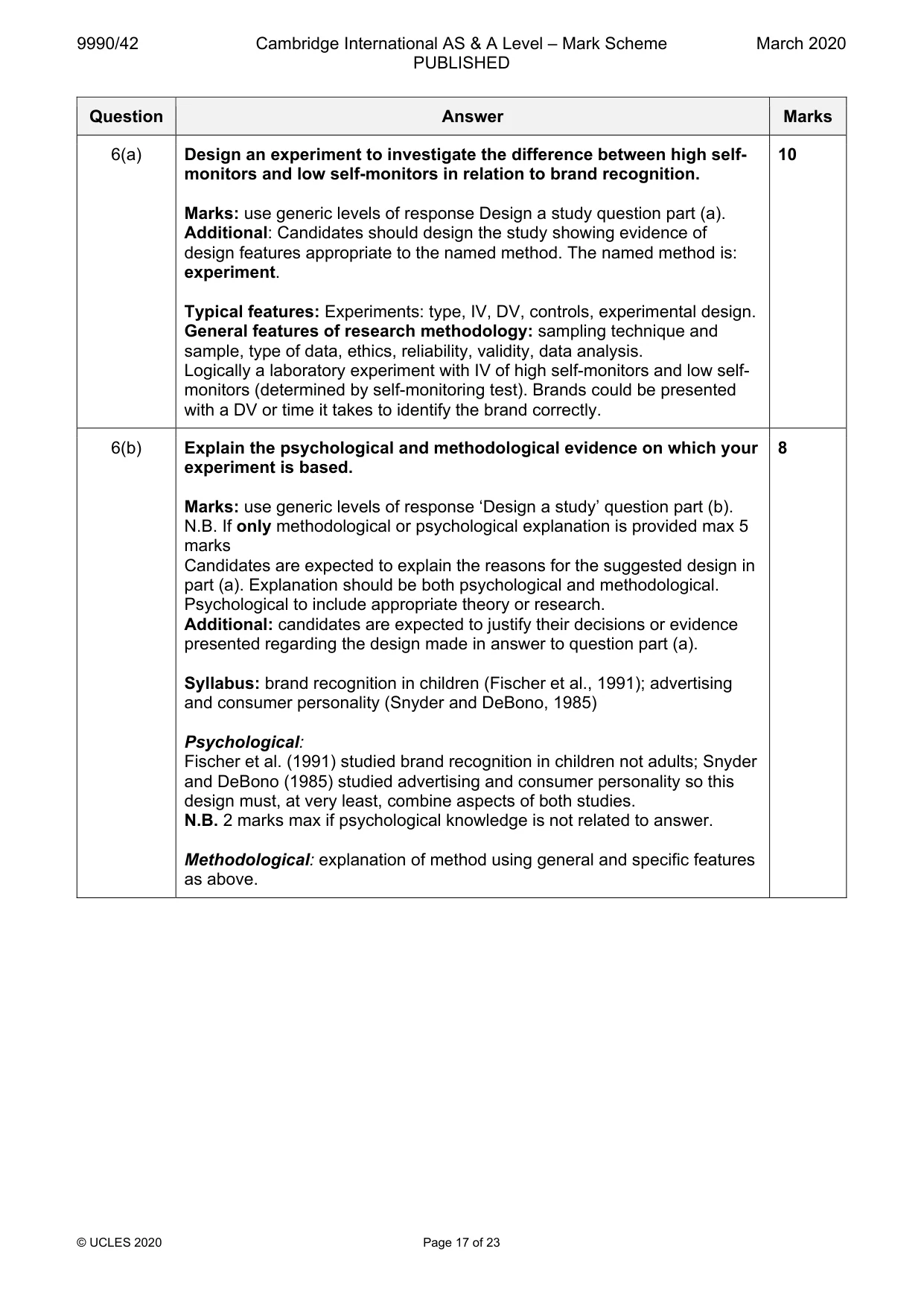 Mark scheme, page 17 of 23