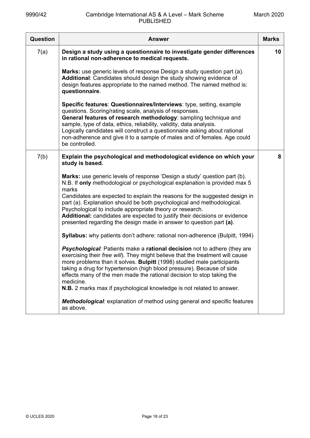 Mark scheme, page 18 of 23