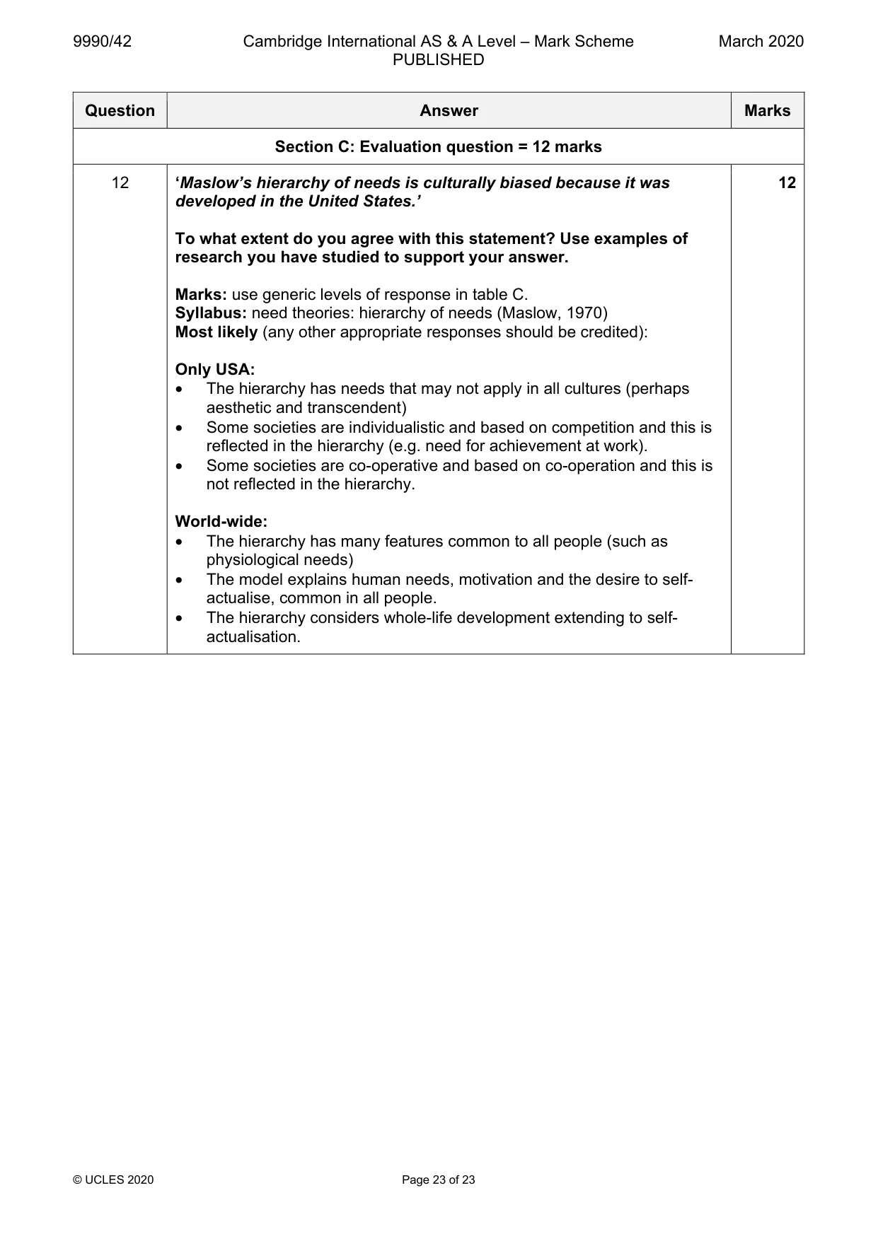 Mark scheme, page 23 of 23