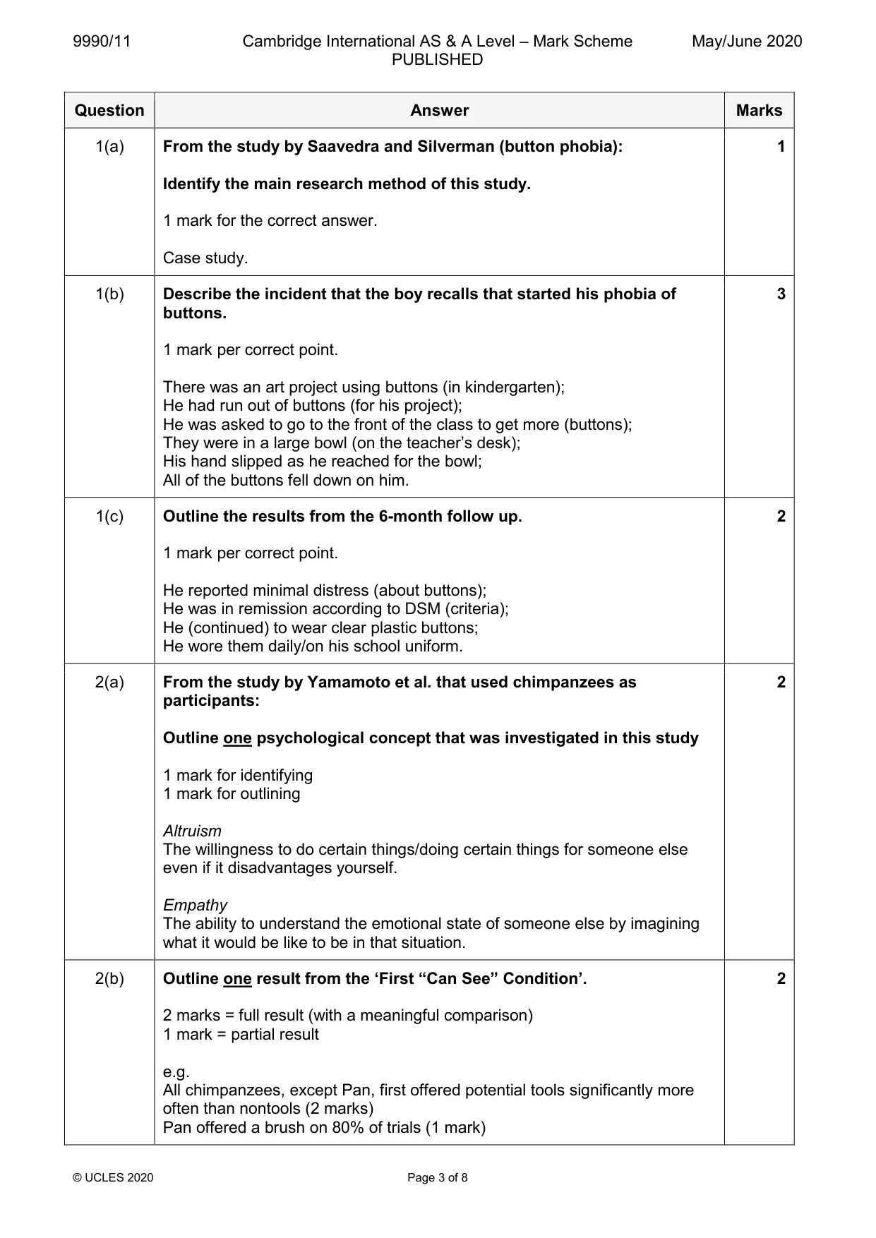 Mark scheme, page 3 of 8