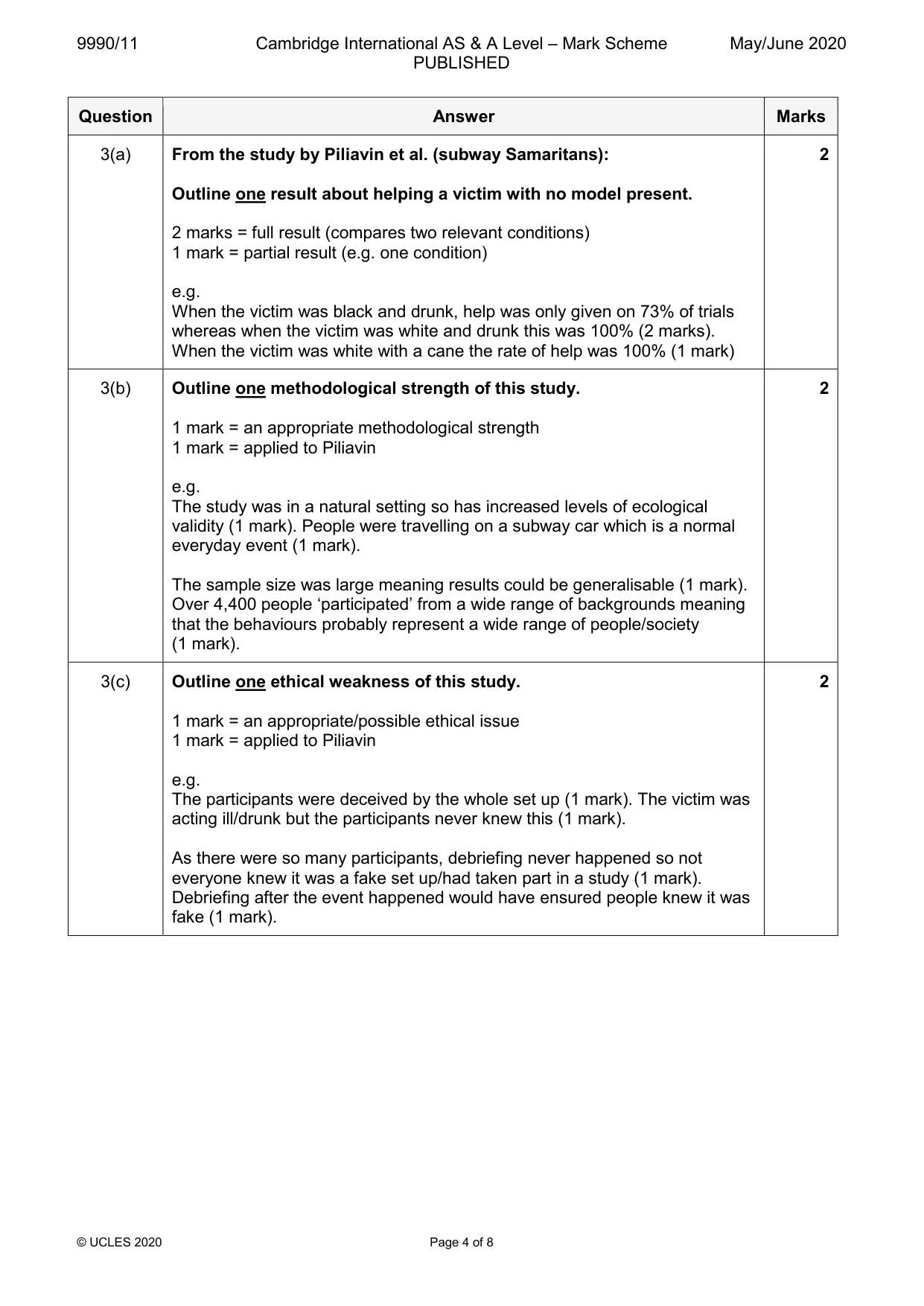 Mark scheme, page 4 of 8