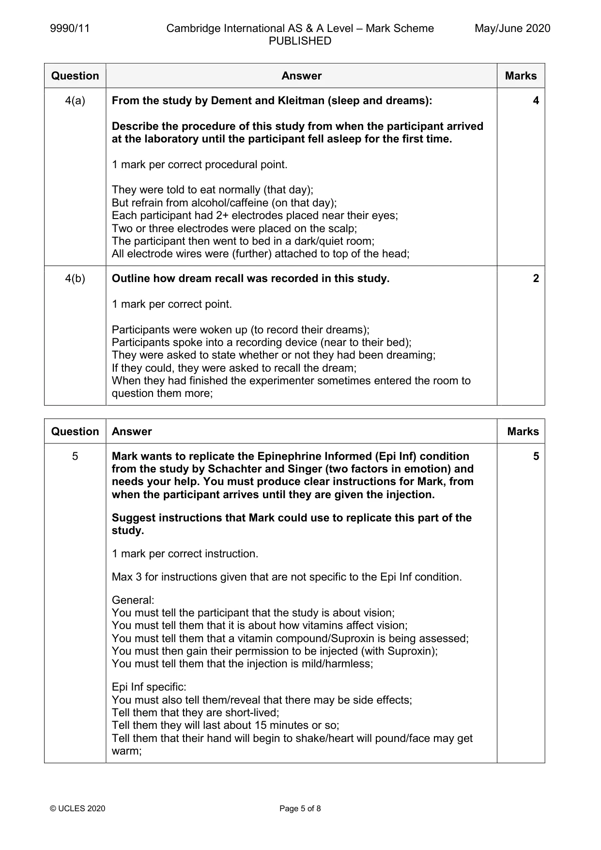 Mark scheme, page 5 of 8