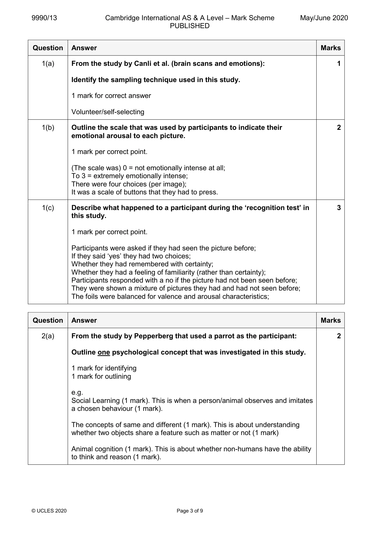 Mark scheme, page 3 of 9