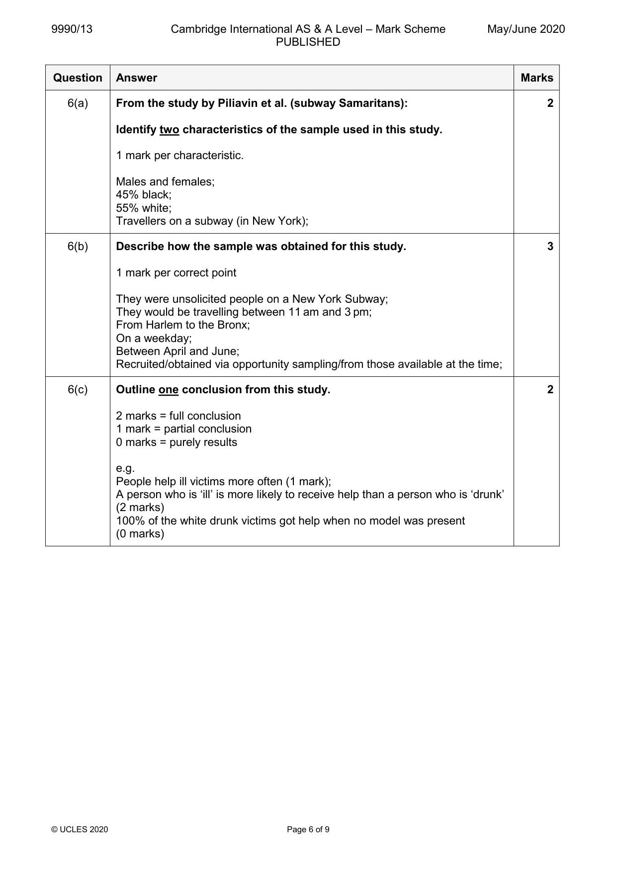 Mark scheme, page 6 of 9