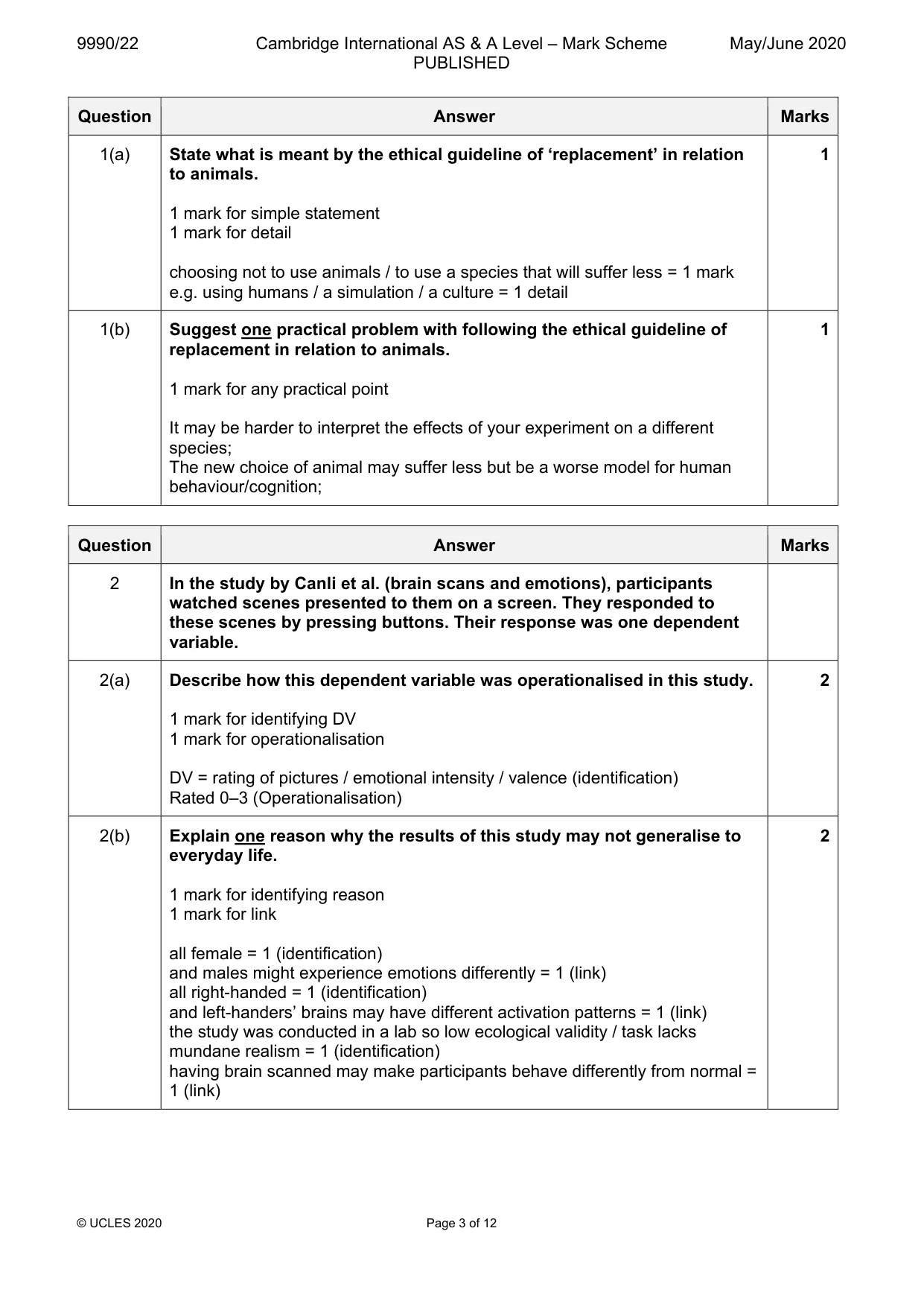 Mark scheme, page 3 of 10