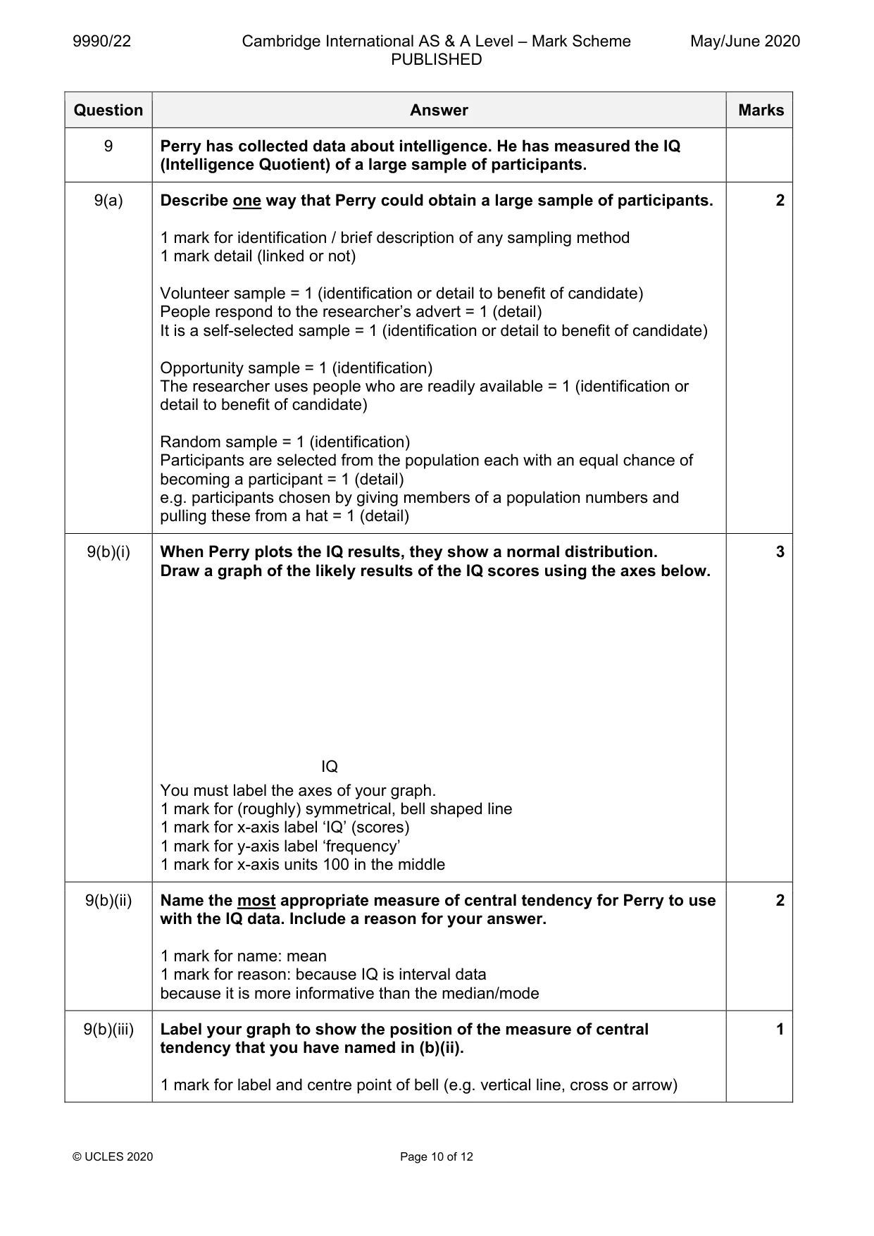 Mark scheme, page 10 of 10