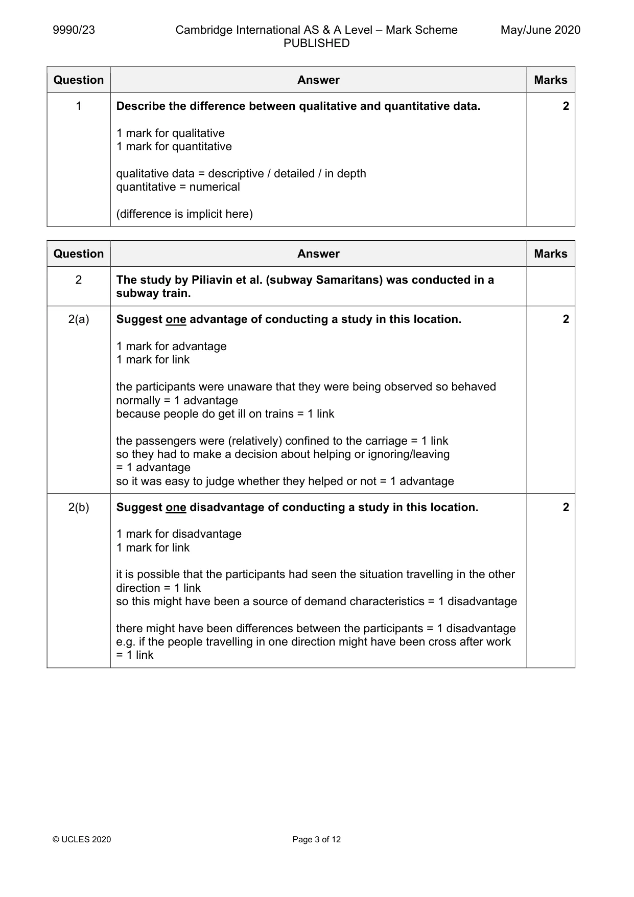 Mark scheme, page 3 of 12