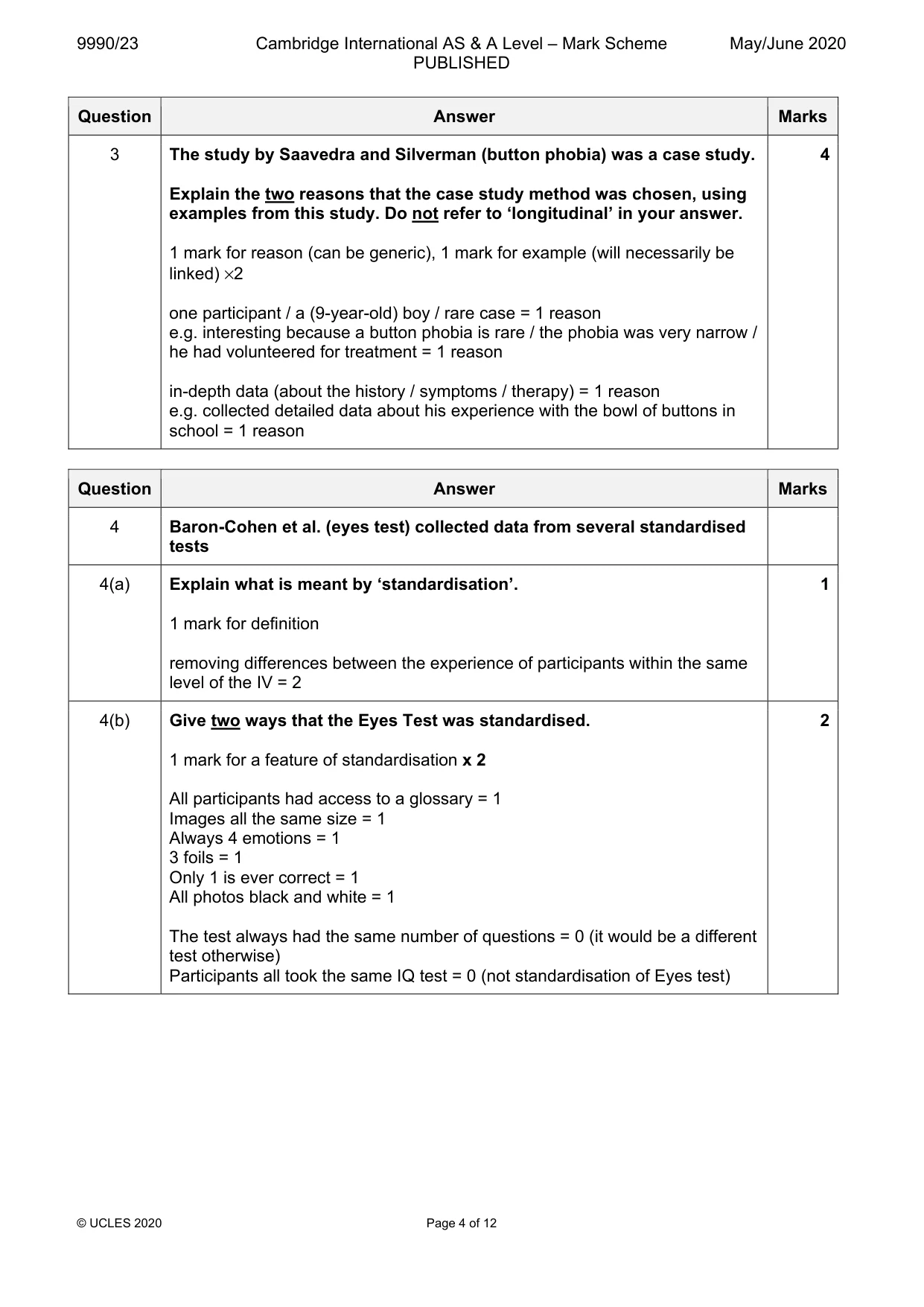 Mark scheme, page 4 of 12