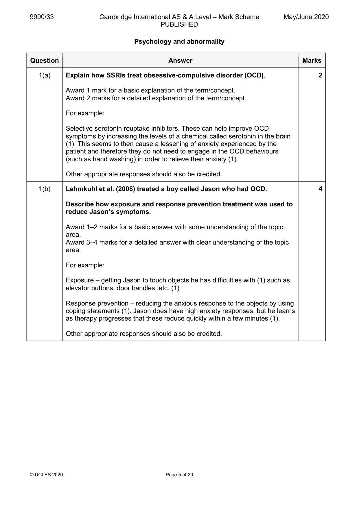 Mark scheme, page 5 of 20