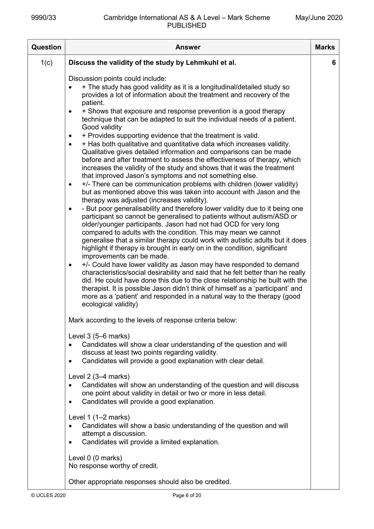 Mark scheme, page 6 of 20