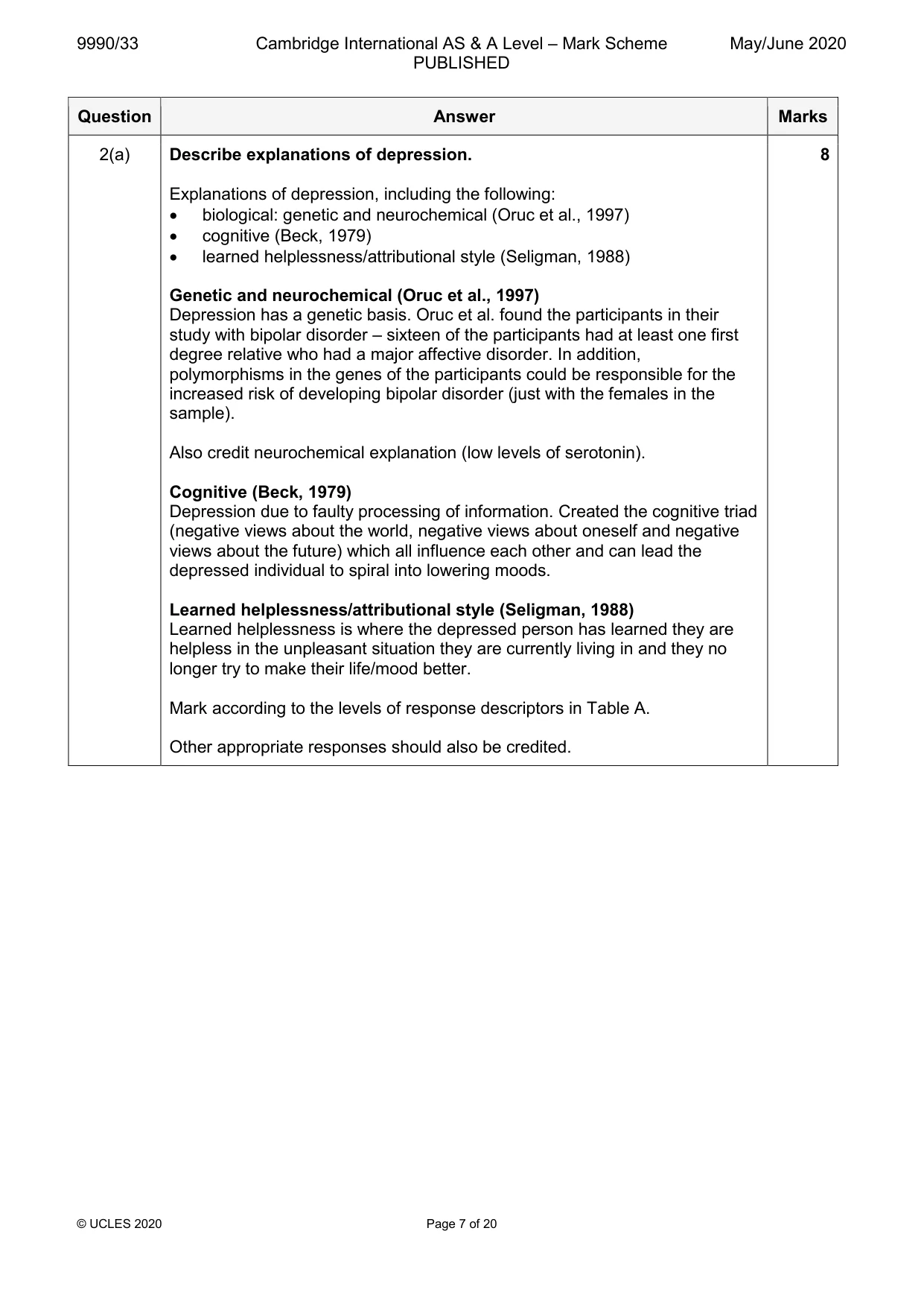 Mark scheme, page 7 of 20