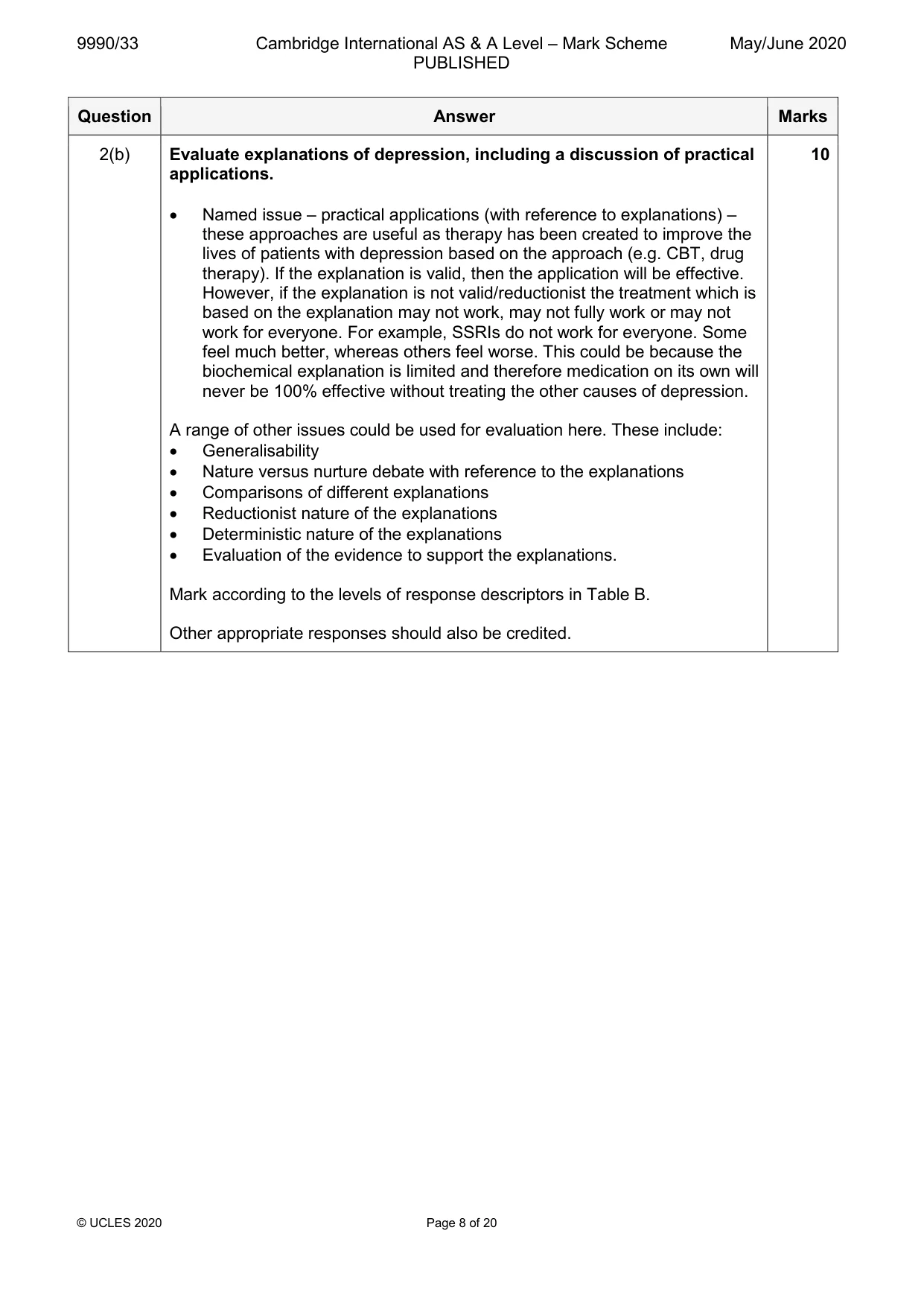Mark scheme, page 8 of 20