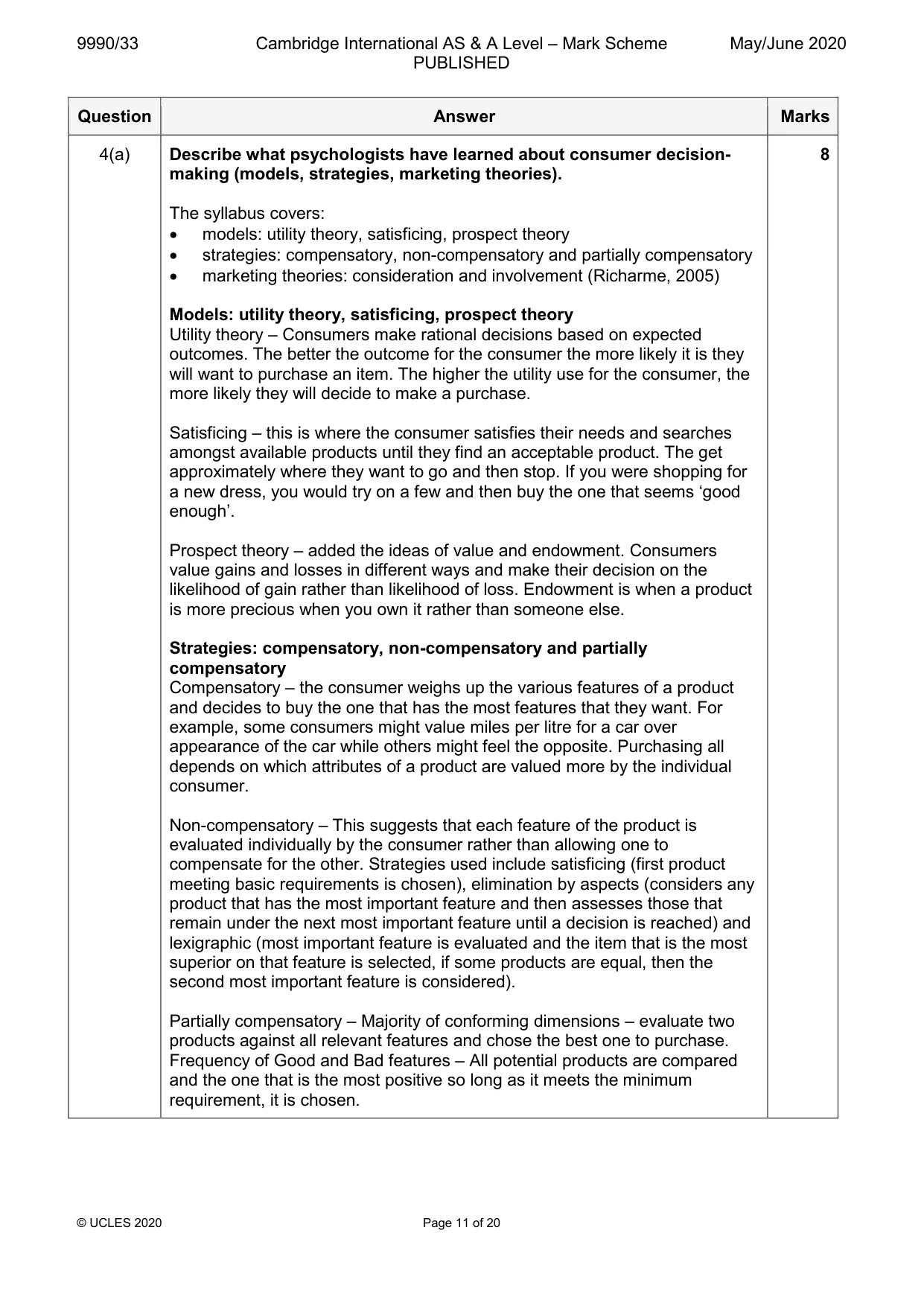 Mark scheme, page 11 of 20