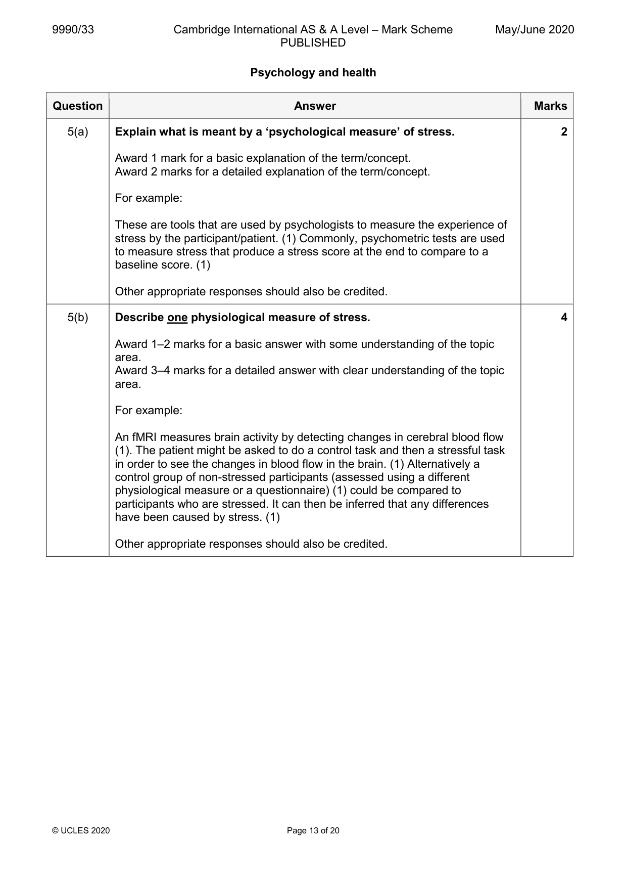 Mark scheme, page 13 of 20